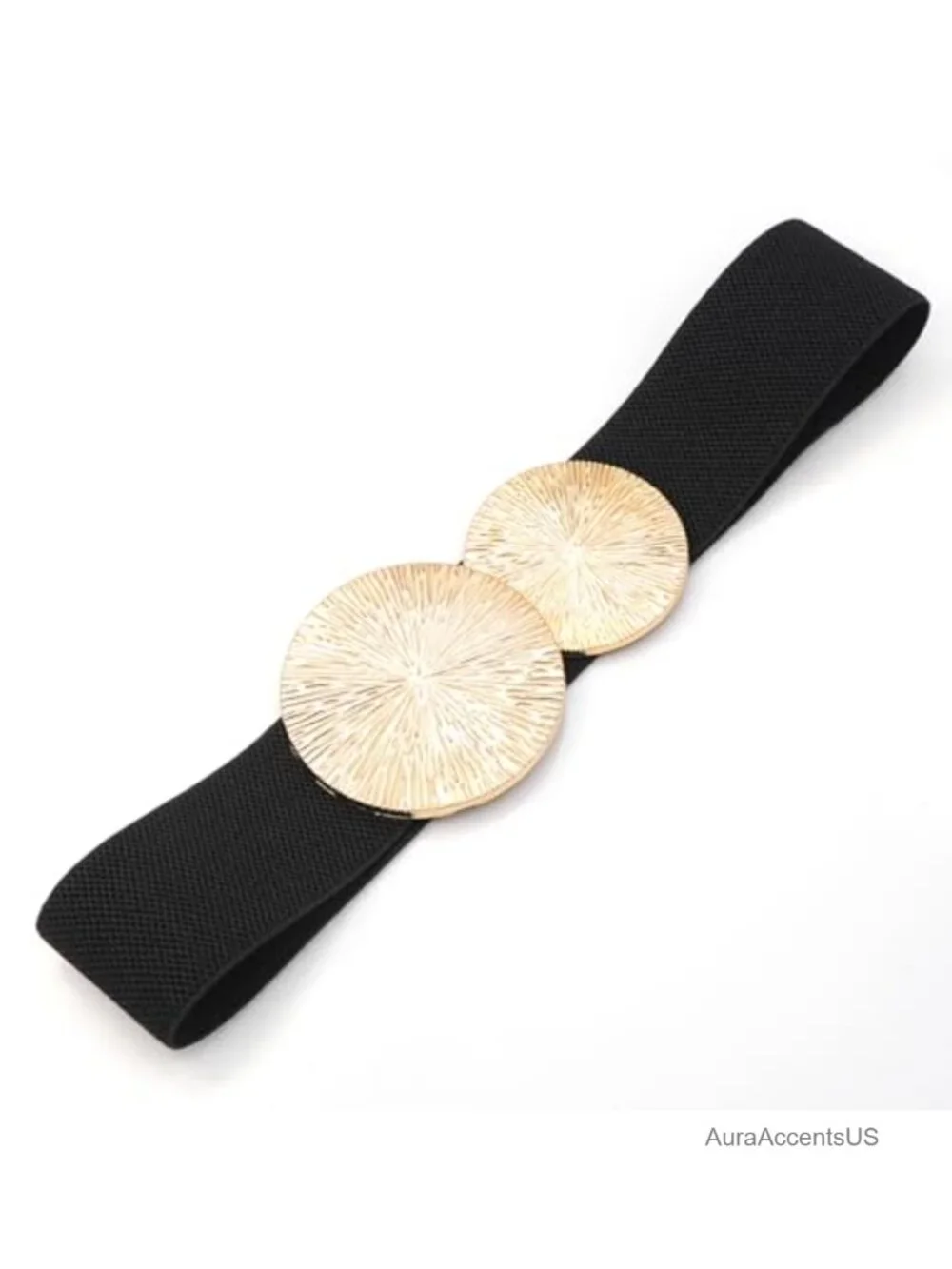 Wide Stretchy Waist Belt with Alloy Buckle Elastic Cinch for Dresses